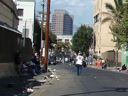 Los Angeles' skid row contains one of the largest stable homeless populations in the US. Credit: WikiCommons