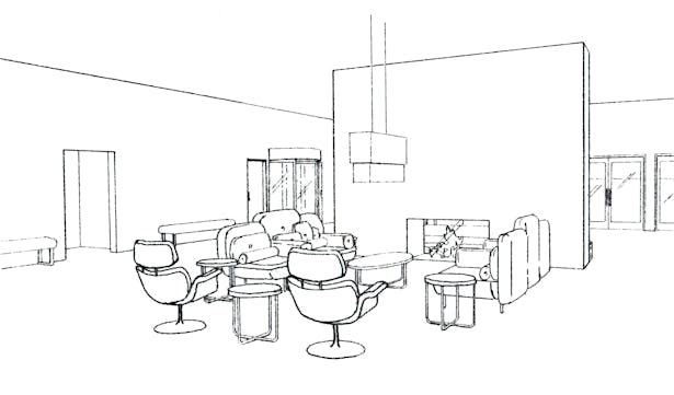 Entrance lobby perspective drawing.