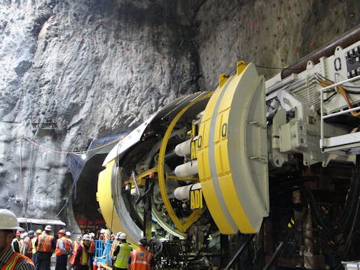 A tunnel boring machine, or 'TBM'. Image via flickr