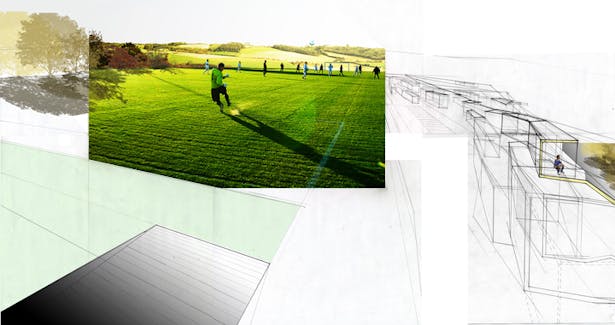 Conceptual Section Perspective - view from soccer pitch