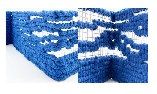 “WOVEND: Pre-consumer Textile Waste as Woven Deployable Partitions System” by Michelle Lei. Image courtesy of Pratt Institute's Material Lab