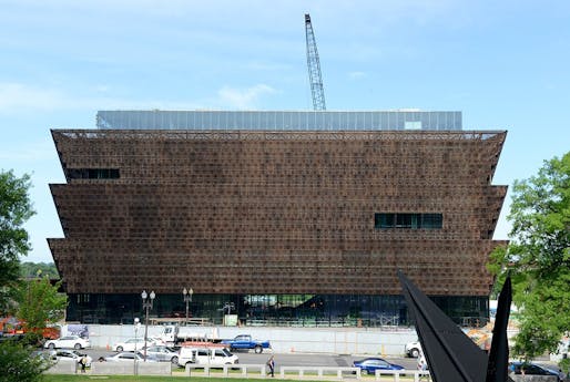Slowly coming together: The Smithsonian’s new National Museum of African American History and Culture in Washington D.C. was designed by team Freelon Adjaye Bond in association with SmithGroup. (Photo: Brendan McCabe; Image via smithsonianmag.com)