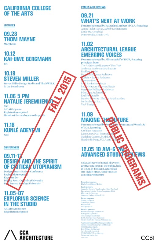 Fall 2015 Architecture Division Lecture Series poster. Courtesy of CCA.