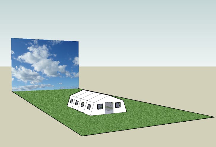 The white tent is the dominant image of refugee architecture, but it is not necessarily the most effective. (Image by the author)