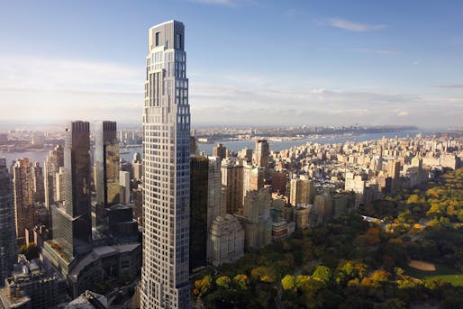 Rendering of the Robert A.M. Stern-designed 220 Central Park South tower. (Image: Neoscape; via curbed.com)
