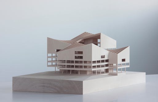 Scale model of Bildungshaus library and education center in Wolfburg, Germany. Image courtesy of Esa Ruskeepää Architects
