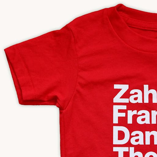 ZAHA & FRANK & DANIEL & THOM kids t-shirt by Tiny Modernism. Available in kids sizes 2T, 4T and 6.
