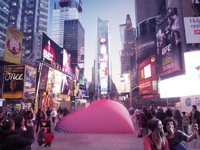 Haiko Cornelissen Architecten - 'TWEET HEART NY'. Finalist entry for 2014 Times Square Heart Design. Image courtesy of 2014 Times Square Heart Design competition