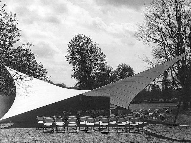 Music Pavilion at the Federal Garden Exhibition, 1955, Kassel, Germany. Photo © Atelier Frei Otto Warmbronn