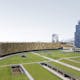 Financial and Sales Center in Linz, Austria by DFA | Dietmar Feichtinger Architectes; Park Design by landscape designer H.Y.L 