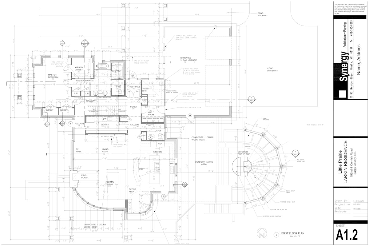 Set of Construction Drawing  for Custom Home Synergy 