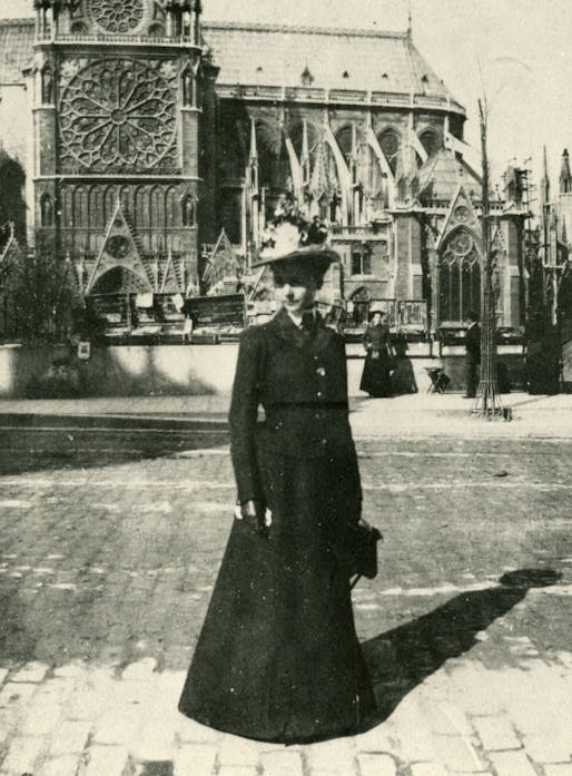 A young Julia Morgan while training as an architect in Paris. Image via Cal Poly Library