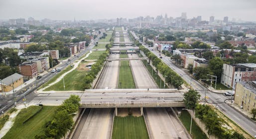 Baltimore's 'Road to Nowhere'. Image: Johnny Miller/africanDRONE.