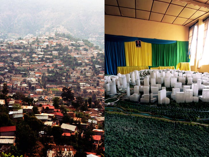 Kigali context and Image of Kigali Masterplan model, Courtesy of Killian Doherty