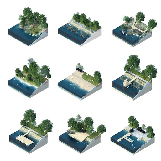 Examples of various solutions to diversify the shoreline. Image: Mandaworks
