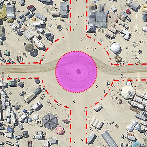 Proposed 'Circle' streetscape intervention by Phil Walker of CallisonRTKL for the Black Rock City Ministry of Urban Planning's recent ideas competition. (Image: CallisonRTKL, via citylab.com)