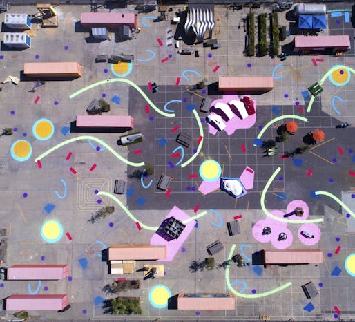 "Confetti Urbanism," designed by Clark Thenhaus, with Pavilions Installed.