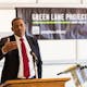  U.S. Secretary of Transportation Anthony Foxx welcomes the six new Green Lane Project cities at a kickoff in Indianapolis today. Photo credit: PeopleForBikes Green Lane Project