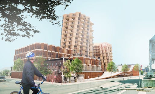 BikeHive by Zijie Cao and Xin Wu of Workshop XZ - Timber in the City competition entry. Image courtesy of Workshop XZ
