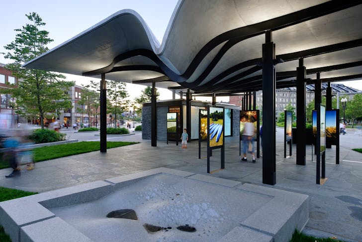 One of two cast-in-place concrete canopies at the Boston Harbor Islands Pavilion. Photo courtesy of Chuck Choi.
