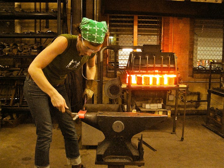Forging sheet steel on the horn of the anvil. (trying to live up to my last name)
