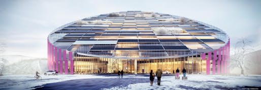 Illustration of 'E = mc²' by Wingårdhs, the winning proposal for Statoil's new Forus West building.