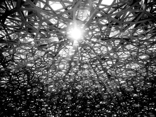 The sun filtering through the roof over the Louvre Abu Dhabi. Credit Sarah Al Agroobi/Ateliers Jean Nouvel