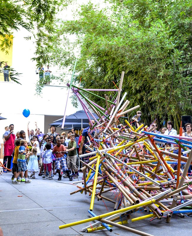 Collapse Construction in Los Angeles, CA by Formation Association in collaboration with Los Angeles artists, Edgar Arceneaux and Nery Gabriel Lemus; Photo- Hammer Museum