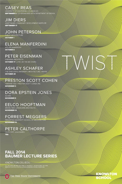 Fall '14 Baumer Lecture Series at Knowlton School of Architecture, Ohio State University. Image via knowlton.osu.edu