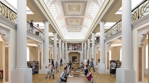 Rendering of the new Queens Hall at the State Library Victoria. Courtesy of schmidt hammer lassen.