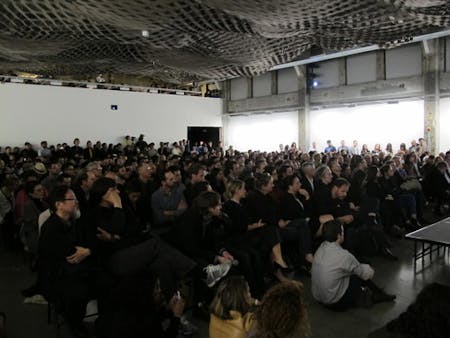 The crowd at Frank Gehry's guest lecture at SCI-Arc. Photo by Scott Kepford.