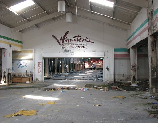Belz Factory Outlet Mall, an abandoned shopping mall in Allen, Texas, United States via Wikimedia Commons.