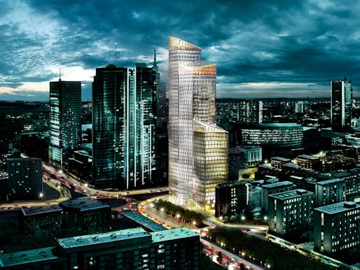 Visualization of SHL's new office tower in Warsaw, Poland (Image: schmidt hammer lassen architects)