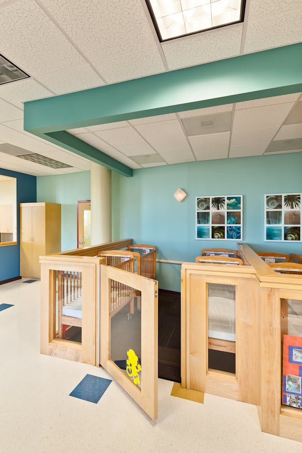 modern childcare facility for 215 students + staff. early childhood development design program. vibrant design | sustainable materials | healthy interiors. 34,131 sq ft.