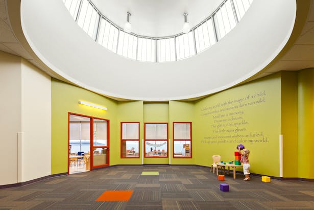 modern childcare facility for 215 students + staff. early childhood development design program. vibrant design | sustainable materials | healthy interiors. 