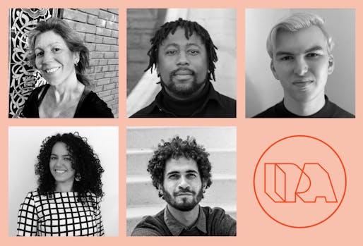 2023 IPA Fall Fellow Cohort (clockwise from top left): Ruth Sergel, RJ Millhouse, Corey Arena, Talles Lopes de Oliveira & Luz Wallace. Image courtesy Institute for Public Architecture.