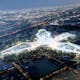 Aerial view of the Dubai World Expo 2020 master plan at night. Image: HOK