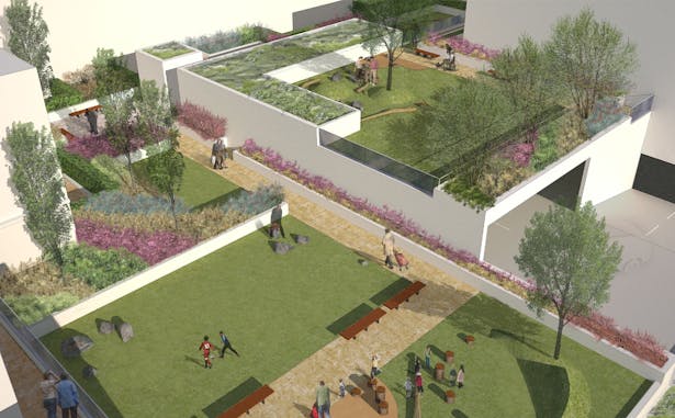 Mixed Use Landscape Visualisation Podium Deck Roof Garden
