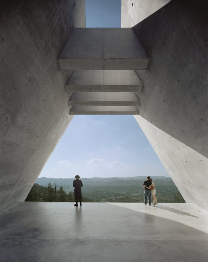 The Yad Vashem Holocaust Museum: view from prism. Credit: Timothy Hursley