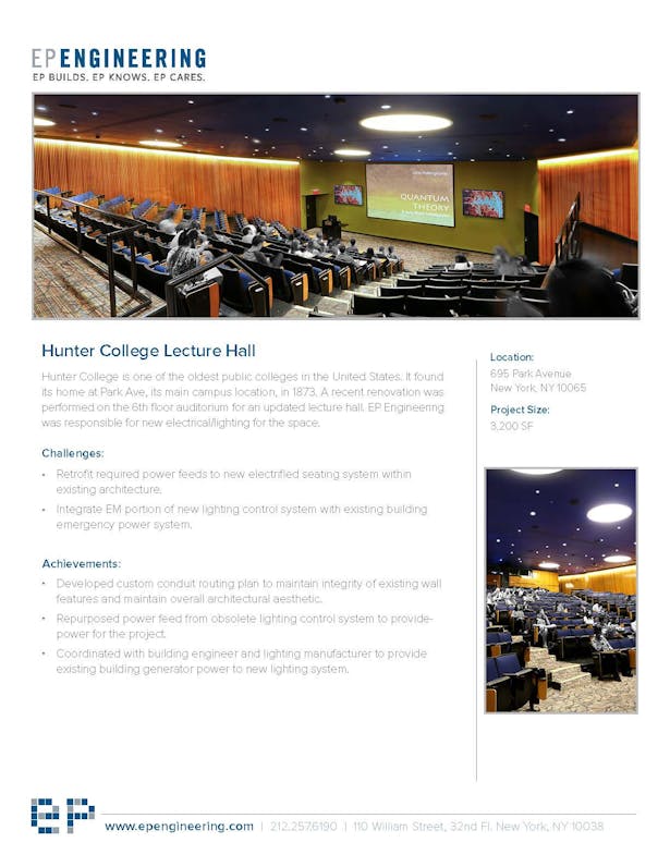 Hunter College Lecture Hall Ep Engineering Llc Archinect