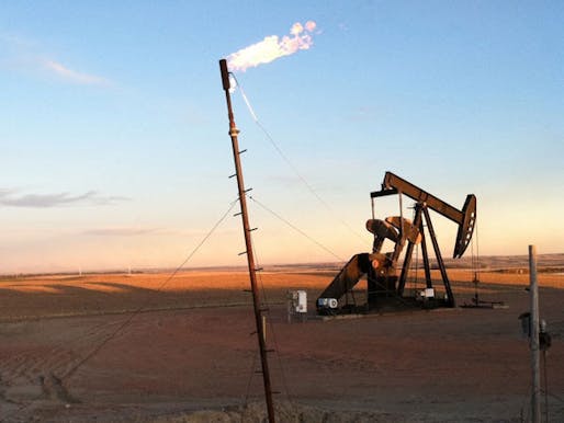 An oil pump works to extract oil from 400 billion barrels North Dakota has in reserves. (Stacey Vanek-Smith / Marketplace)