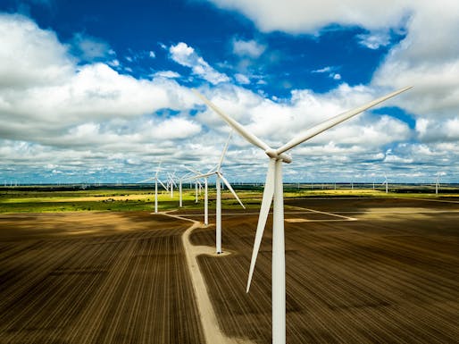 Renewable energy generators, like these Texas wind farms, are now reaching enough capacity to be the sole power source for mid-size towns like Georgetown, Texas. Photo: Daxis/Flickr