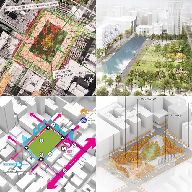 The four Pershing Square Renew finalist proposals.