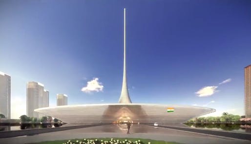 Norman Foster's spiked design for Amaravati's new state assembly building. Screenshot via ncbn/Twitter.