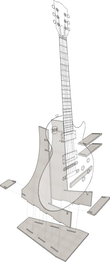 a very basic design of a guitar stand. A free time activity.