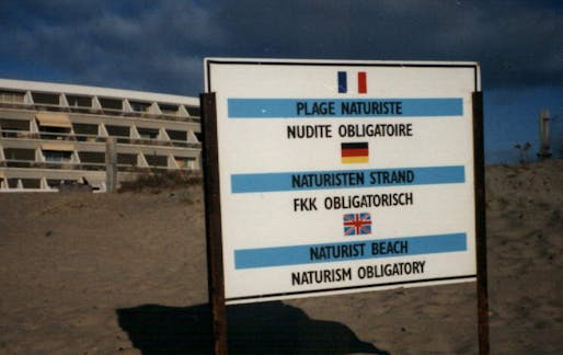 A sign on a beach in Cap d'Adge. Credit: Wikipedia