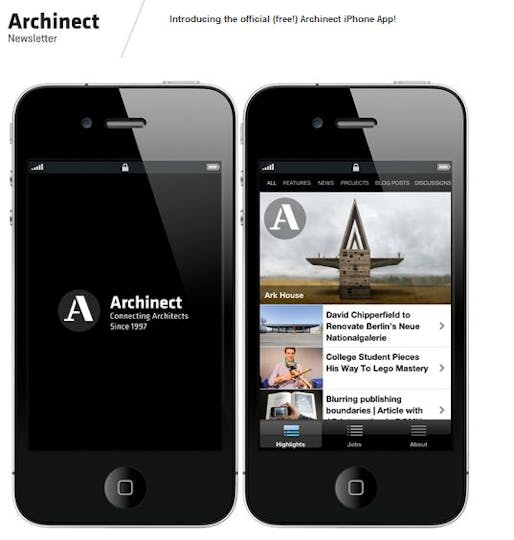 Archinect app screenshot.
