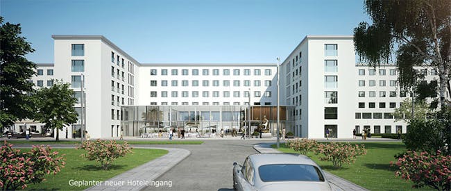 Rendering of the new hotel entrance in Wing 1. (Image via sp.infox-projekte.de)