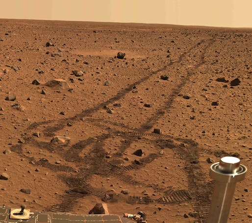 Concrete mixer? A shot from the Mars Rover (via Wikipedia)