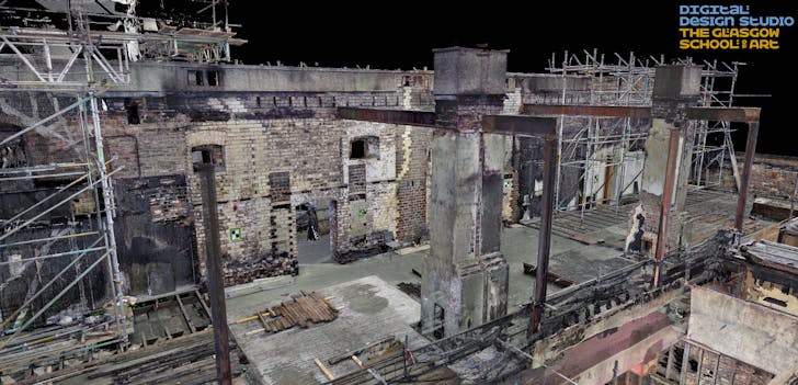 Laser scan of the damage to the GSA, courtesy of The Digital Design Studio at Glasgow School of Art.